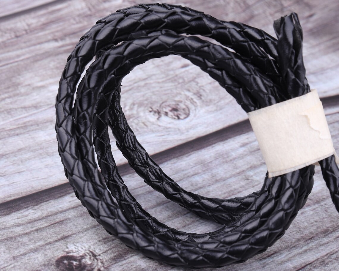 4mm negro cordón de cuero redondo natural cuerda de cuero Etsy