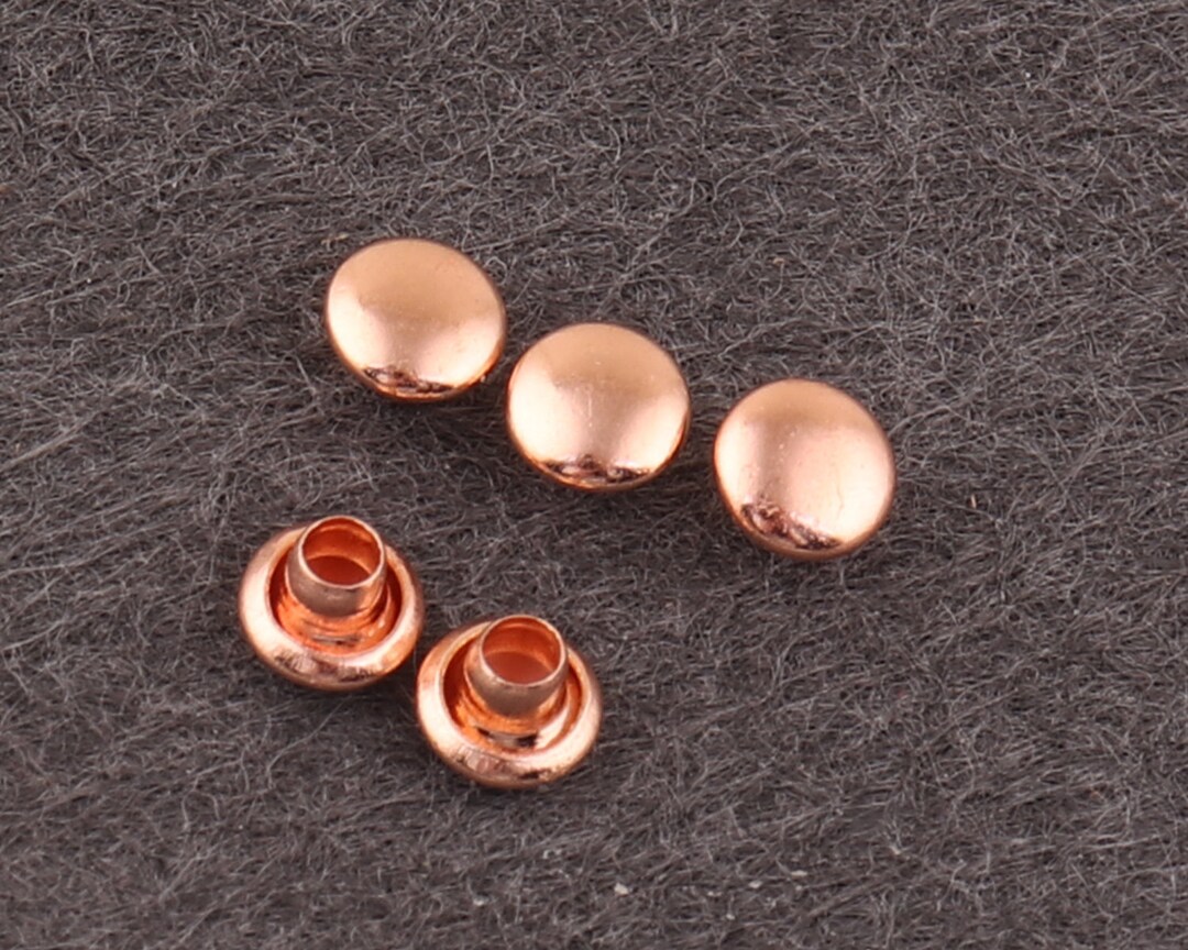 Cute Rivet Rose Gold Double Caped Rivets 100 Sets 4mm Mini Rivets Metal Button ...