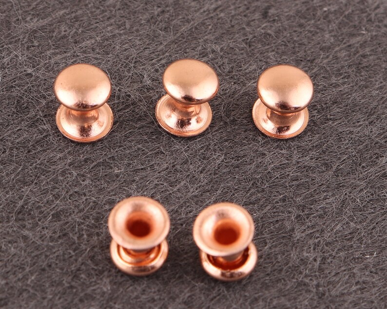 Rose Gold Double Caped Rivets 100 Sets 4mm Mini Rivets Metal Button