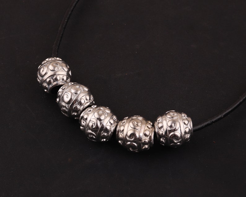 4mm Antique sliver tone spacer beads,tibetan bead Large Hole Metal Beads,304 Stainless steel Beads,jewelry making,beads for leather bracelet