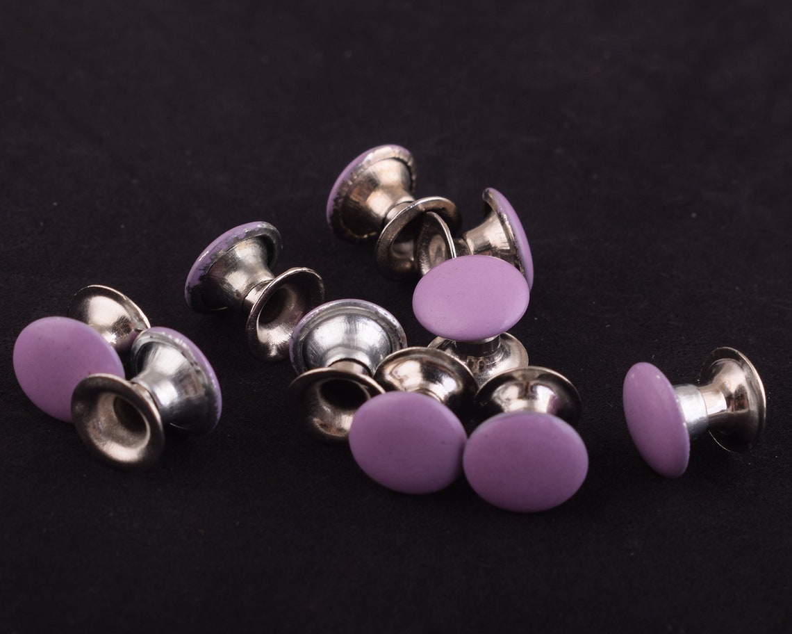 78 Mm Studs Rivets 100 Sets Purple Rivets Metal Button Double Etsy