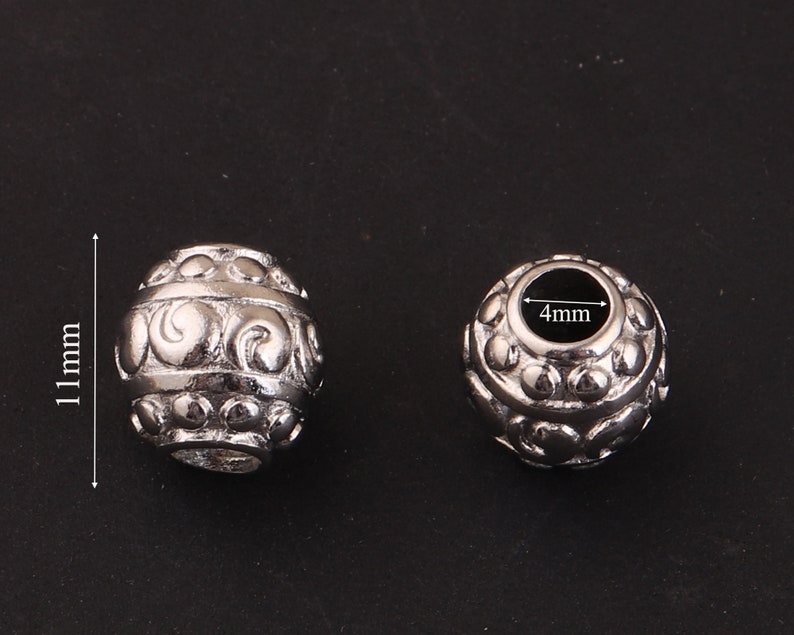 4mm Antique sliver tone spacer beads,tibetan bead Large Hole Metal Beads,304 Stainless steel Beads,jewelry making,beads for leather bracelet