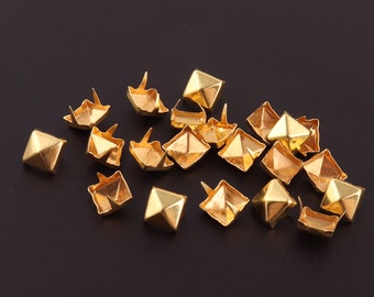 7 mm Pirámide de oro Cuadrado Garra Clavos Espárragos Clavos decorativos, Clavos Espárragos Remache Botones para ropa de cuero Zapatos Bolsa Artesanía Punk Rock