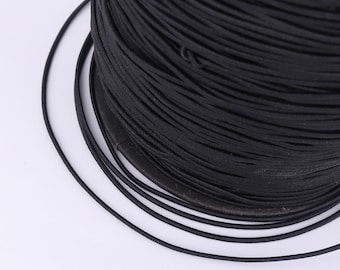 Cordon élastique rond noir 1.5mm 20yards Garniture Nylon Cordon élastique Bobine Stretch String DIY Bandes élastiques Couture Corde élastique Cordon extensible