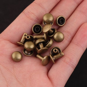 100set 8*10mm Mushroom metal Rivet Double Cap stud rivets,bronze metal Rivets,Medium Compression Rivet Metal Screw Rivets DIY leather Making