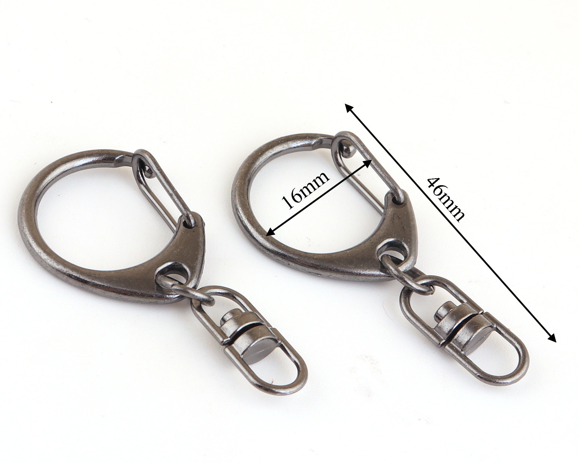Silver Swivel Clasp Keychain Push Gate Clasp Gunmetal Keychain Etsy