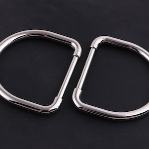 Silver Cast D Rings,42 mm metal d rings Leather Hardware Handbag Making-Strap Ring Purse Rings Connector Rings D Shaped Buckle Flat Rings