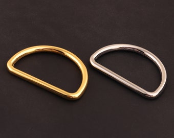 1 1/4 inch(31 mm)gold and silver D Ring Leash Seamless D Loop Leather Strap Slider Lanyard Adjuster jump ring for Leather purse buckle-6pcs
