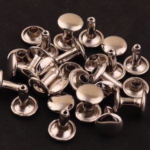 50 sets 9*11 mm Studs Rivets silver double cap Rivets Metal Button Double Head Rivets Purse Notions Studs for straps/ key chain/dog collars