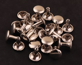 50 sets 9*11 mm Studs Rivets silver double cap Rivets Metal Button Double Head Rivets Purse Notions Studs for straps/ key chain/dog collars