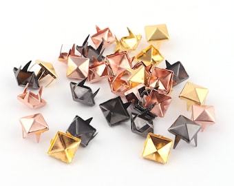 Tachuelas piramidales de Metal cuadradas de colores de 10mm, cabezas de clavos para ropa, zapatos, bolsos, monederos, decoración de artesanía en cuero, zapatos, tela, accesorios Punk