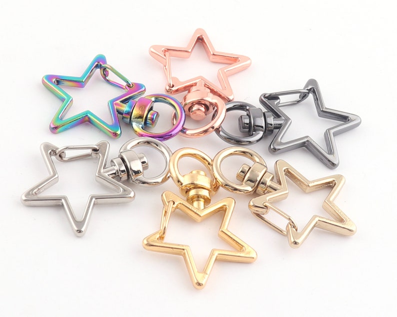 8mm Charm Hooks Push Gate Colorful star swivel clasp,Star swivel snap hook key chain,Star Lobster Swivel Clasp Snap Purse Hooks 38inch