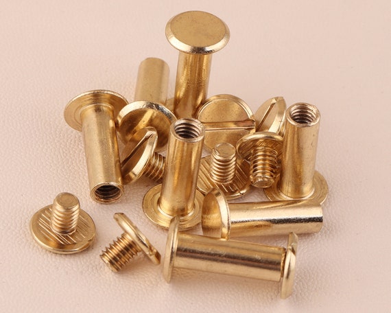 Light Gold Screw Rivets 20 Sets 189 Mm Metal Button Screw Back Studs Screw  Studs for Bag/ Belt Leather Craft Screw Studs Rivet Stud Spike 