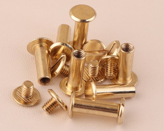 Light Gold Screw Rivets 20 Sets 189 Mm Metal Button Screw Back