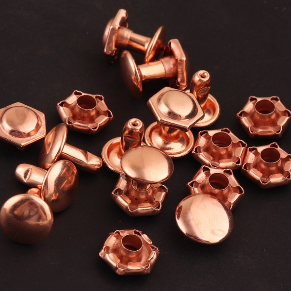 8mm*9mm Rose Gold Honeycomb Double Cap Rivets,Studs Leather craft Rivet Fastener,Snaps Prong Studs Rivet studs Large Cap Rivets for straps