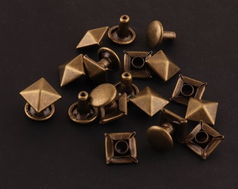 50sets Metallniete für Lederhandwerk, 8 * 8mm Bronzenieten Conchos, Mittlere Kompressionsnieten DIY Schmuck / Schuhe / Kleidung, die Versorgung herstellen