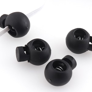 7mm Black Rope Cord Stopper Single Hole Cord Locks for 1/4&quot;elastic cord adjuster Toggle Cord Round Lock Stopper Single hole Cord Toggle Lock