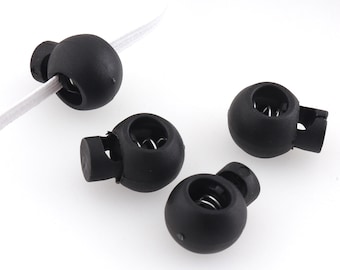 7mm Black Rope Cord Stopper Single Hole Cord Locks for 1/4"elastic cord adjuster Toggle Cord Round Lock Stopper Single hole Cord Toggle Lock
