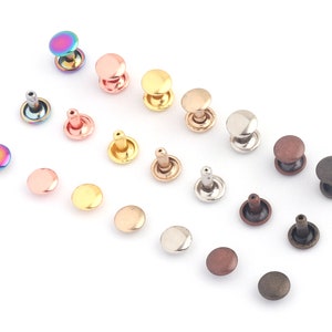Rivetti a doppio cappuccio in metallo arcobaleno da 7 mm, rivetto rapido per gioielli con bottoni tondi, borchie per rivetti per borse borse borse scarpe jeans cinture artigianali in pelle fai da te