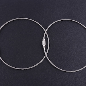 10 pcs large stainless steel wire with screw clasp,silver wire cord stainless steel,6&#39;&#39;wire necklace cord Collar Choker Screw Clasp
