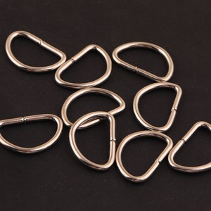 50pcs 13 mm Silver D Ring Buckle Purse Strap Metal D Shape Rings,Small D Ring metal d-rings Jump ring Strap ring Purse rings d ring Making