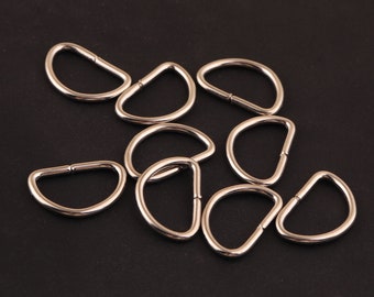 50個 13 mm シルバー Dリングバックル 財布ストラップ メタル Dシェイプリング、小さなDリング メタルDリング ジャンプリング ストラップリング 財布リング Dリング 作成