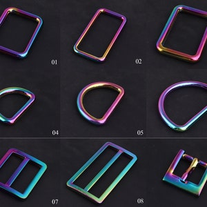 Rainbow rectangular ring 1&quot;inch rectangle rings strap ring Metal Rectangle ring strap Buckles and D Rings 1&quot; and 2&quot;Rainbow Adjuster Buckle