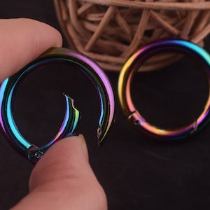 6 pcs rainbow o-rings 20 mm Spring gate ring small O rings spring ring clasp push gate o ring Push Snap Hooks small rainbow Snap Hooks