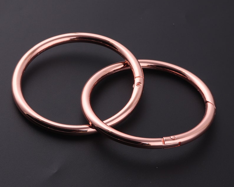 61mm Rose gold O-rings Spring Gate Ring Round Gate Ring Spring Ring Clasp Gate Push Snap Hooks Carabiner Snap Clip Trigger Spring clasp diy