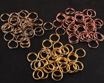 100pcs 8mm(inner) small Key Ring Rose Gold/gold O ring Large Key Fob Ring Metal Split Ring for Key Chain Wholesale split Key Rings Finding