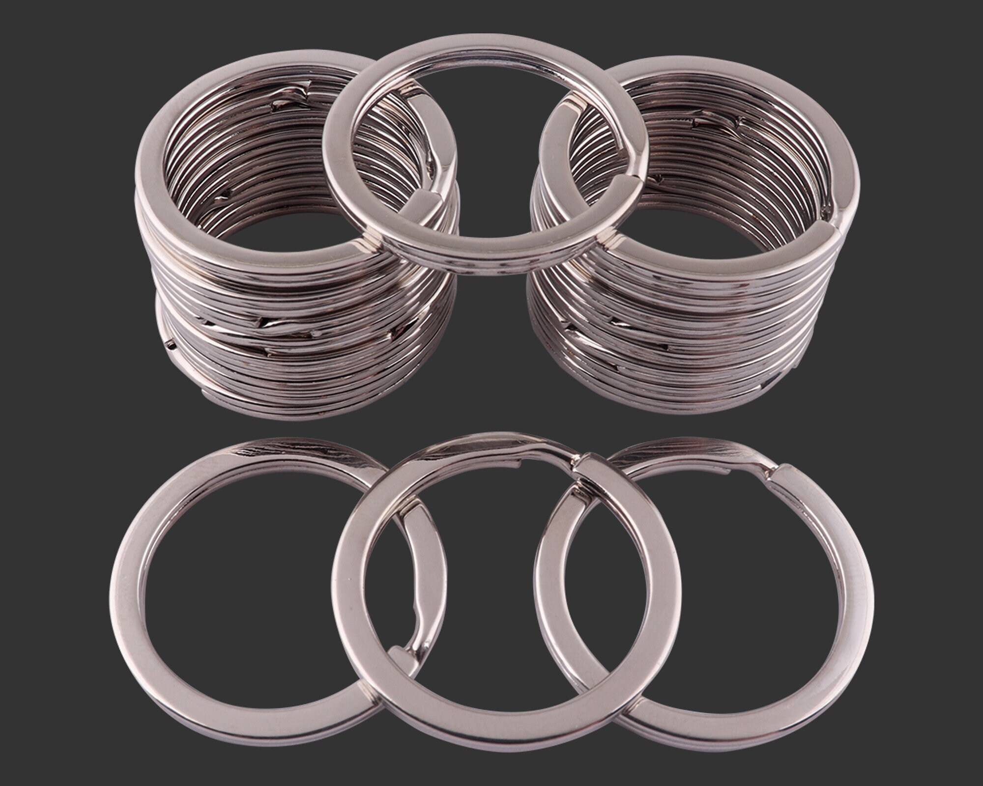 Confezione Da 40 Portachiavi In Metallo Argento - 4 Misure (20-35 Mm) - Anelli Portachiavi Rotondi Per Casa, Auto, Ufficio E Artigianato