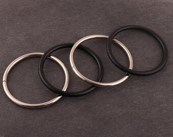 Anillo tórico negro y plateado de 2 pulgadas (50 mm), hebilla tórica de metal sin soldar, anillo tórico abierto, hebilla de correa de cinturón, anillo tórico para artesanía de cuero, cierre de cinturón tipo gargantilla con anillo tórico