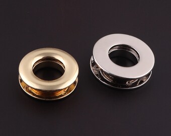 Silver and light gold Metal Screw Rings Grommet Round Flat Surface Purse Loop O-ring Craft Accessories 22mm,24mm Alloy eyelets Metal Grommet
