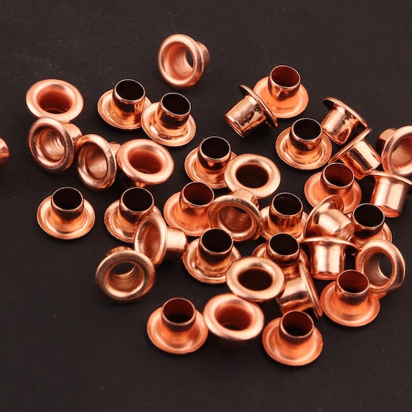 100pcs 7*3 mm(OD * ID )rose gold Round Eyelets Hole Grommet Metal Eyelets large Eyelet Brass Grommet Eyelet for Leather Craft Repair Grommet