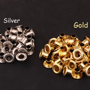 100pcs 12*5.5 mm(OD * ID )silver and gold Round Eyelets Hole Grommets Metal Eyelets large Eyelet with Washer Brass Grommet Eyelet for DIY