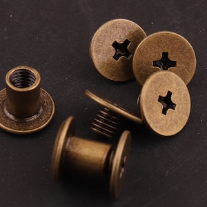 Bronze Screw Rivets 20 sets 8*9 mm Metal Button Screw back Studs Screw Studs for Bag/ Belt Leather Craft screw studs screw rivet Stud Spike