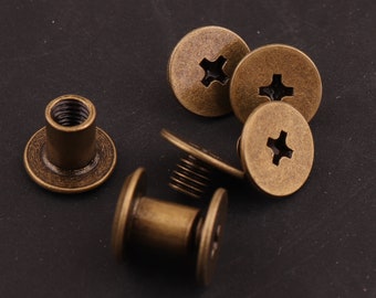 Bronze Screw Rivets 20 sets 8*9 mm Metal Button Screw back Studs Screw Studs for Bag/ Belt Leather Craft screw studs screw rivet Stud Spike