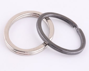 30mm Silber und Gunmetal Oval Split Jump Ring, ovale Schlüsselringe Doppelschleifen Bulk Split Ring Doppelschleifen Ringe Schlüsselring Zubehör Metall Schlüsselring