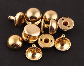 50set 12*13 mm Mushroom gold metal Rivet for Leather craft,metal Rivets,Medium Compression Rivet Metal Screw Rivets DIY leather Making
