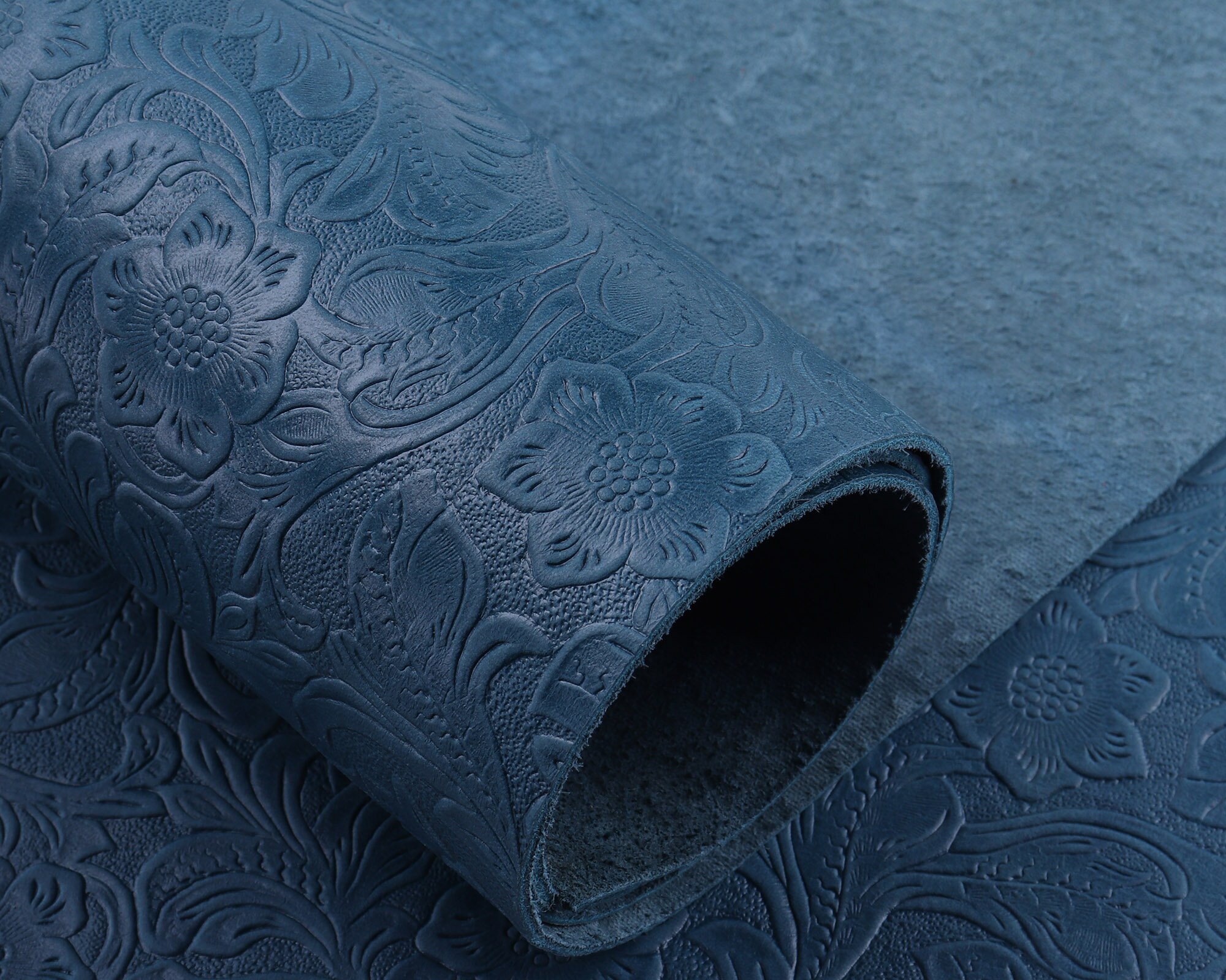 Dark Blue Leather Pieces 12 Inch Genuine Leather Sheets Flower Etsy