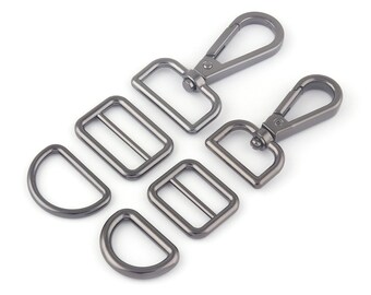20/25mm Gunmetal Metal Swivel Claw Clasps,D Ring Belt Strap Slide Buckle Dog Collar Hardware Purse Adjuster Backpack Buckles Webbing Leather