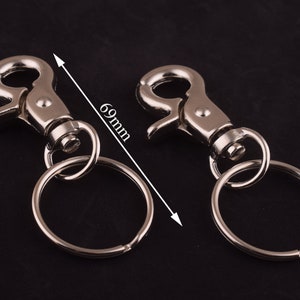 12mm*25mm (inner)silver Key Chain Rings with Large Lobster Swivel Clasp Flat Split Ring for Keychains DIY key chain supplies metal key ring