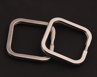 1 inch(25mm) stainless steel rectangle key ring-silver metal key ring key chain metal flat split ring keychain for leather craft accessories