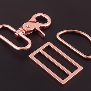 38mm Rose gold metal swivel claw clasps,Dog Collar Hardware adjuster swivel snap hook webbing purse hardware d ring belt Strap slide Buckles