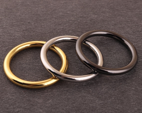 SOLID METAL non welded O RING 25mm 1/" 2 5 10 purse belt leather round SILVER UK