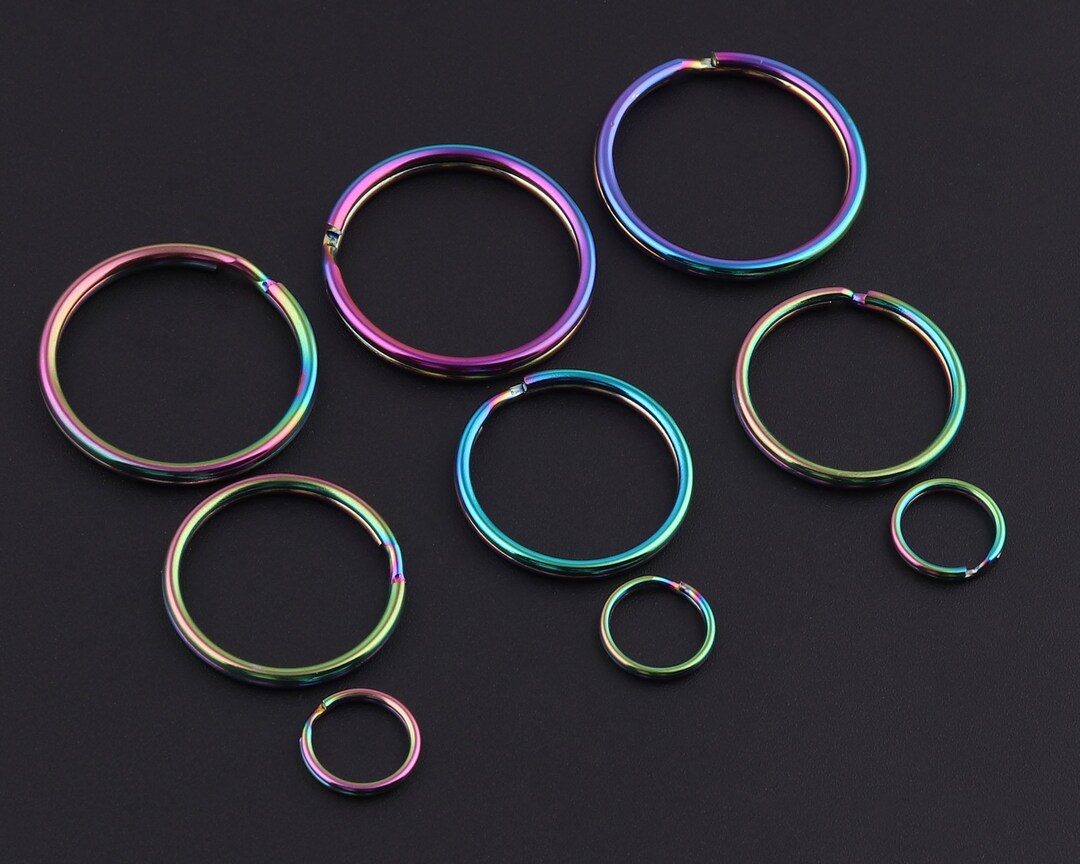 12-30mm Rainbow Round Split Key Rings Key Chain Jewelry Charm Clasp ...