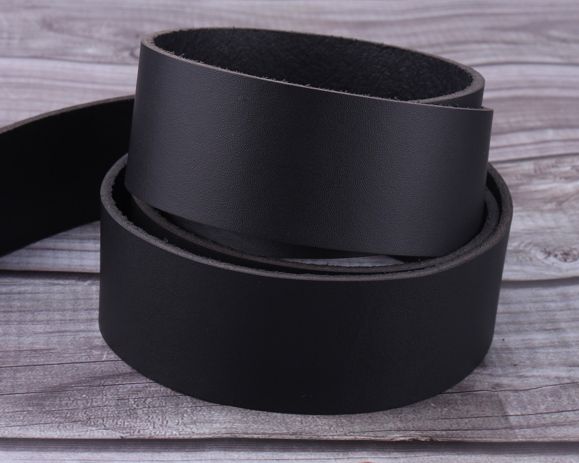 Black Full Grain Leather Striplong Leather Strapreal Flat Etsy