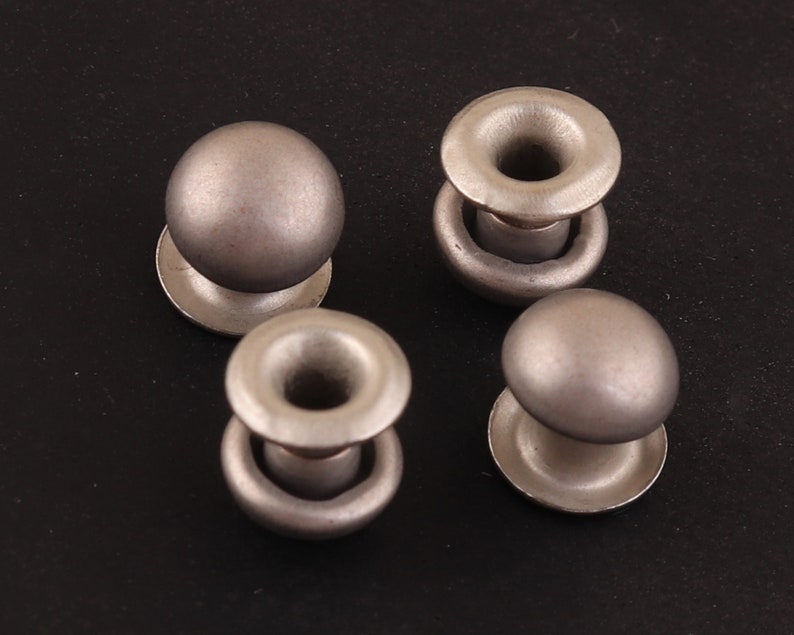 matte silver Double caped Rivet 100 sets 6mm Mini Rivets Metal Button Double Head Purse Notions Rivet Studs for Bag leather craft accession
