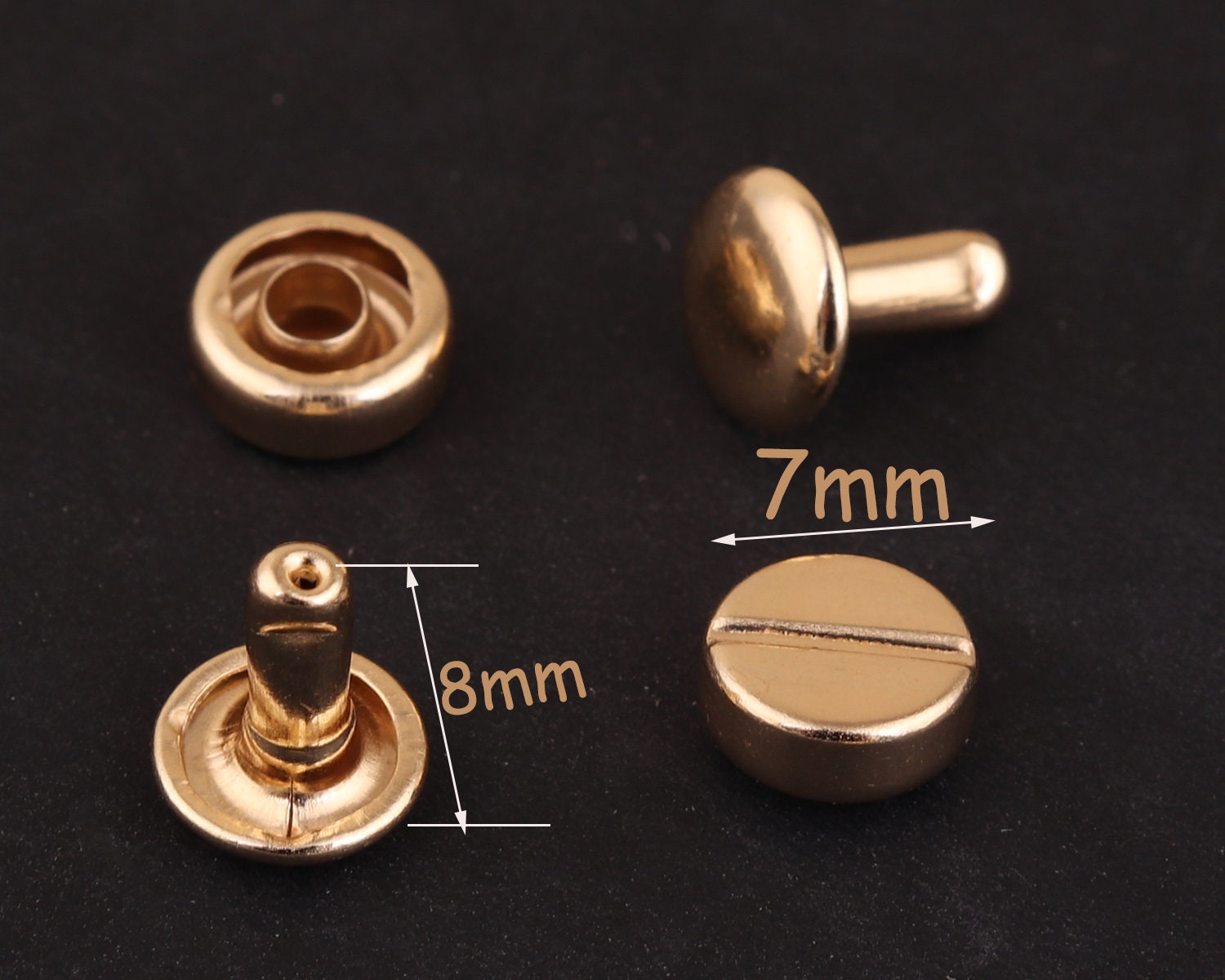 Gold Studs Rivets 50 Sets 78 Mm Metal Button Studs Screw Etsy UK