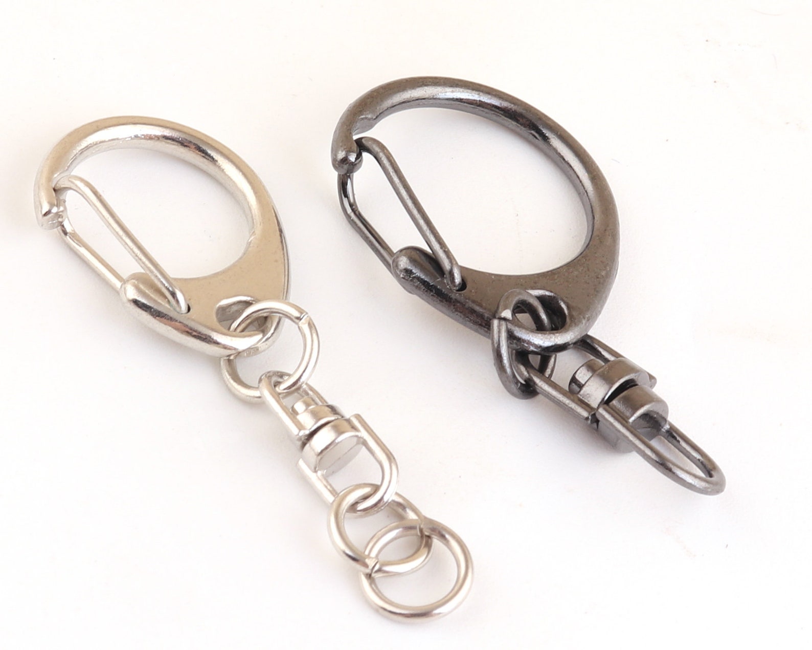 Silver Swivel Clasp Keychain Push Gate Clasp Gunmetal Keychain Etsy